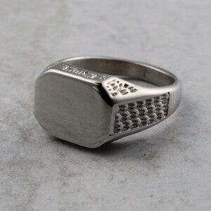 Silver Dragon Scale Octagon Signet Ring